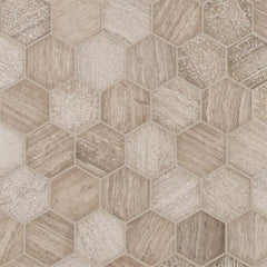 Marble Tile Collection White Oak Honey Comb 2" Hexagon Swatch