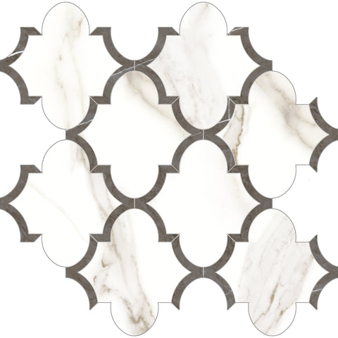 Tile Collection Mayfair Mosaic Arabesque Tile Calacatta Oro