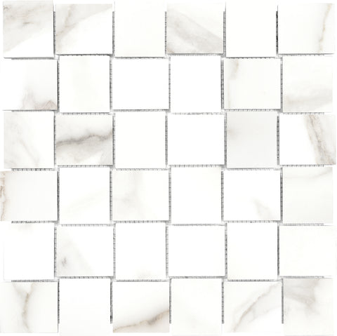 Tile Collection Mayfair Mosaic Basketweave Tile Calacatta Oro