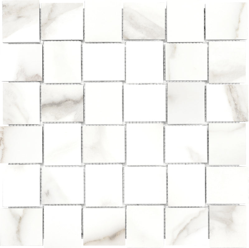 Tile Collection Mayfair Mosaic Basketweave Tile Calacatta Oro