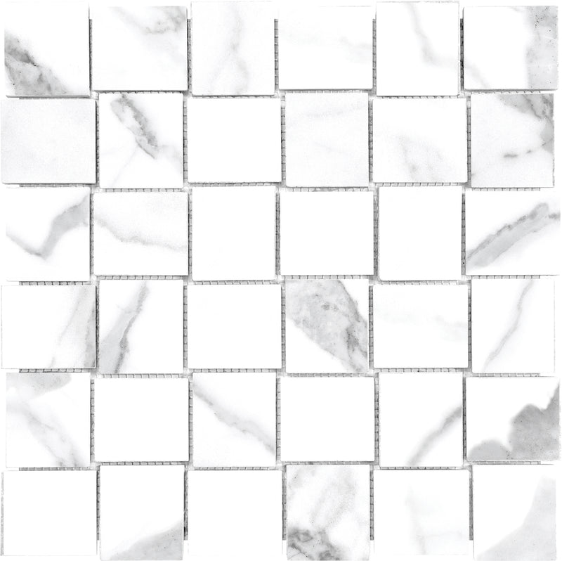 Tile Collection Mayfair Mosaic Basketweave 2x2 Tile Statuario Venato