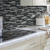 Shaw Tile Awesome Mix Midnight Random Linear Mosaic Wall Room Scene