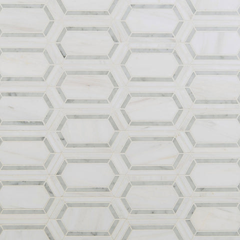 Marble Tile Collection Bianco Dolomite Pavilion Marble Picket Swatch