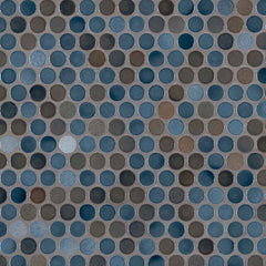MSI Azul Glossy Penny Round Mosaic Porcelain Tile Swatch