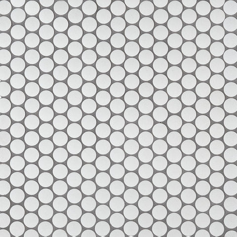 MSI Domino Bianco Matte Penny Round Mosaic Porcelain Tile Swatch