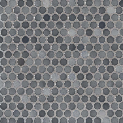 MSI Grigio Glossy Penny Round Mosaic Porcelain Tile Swatch