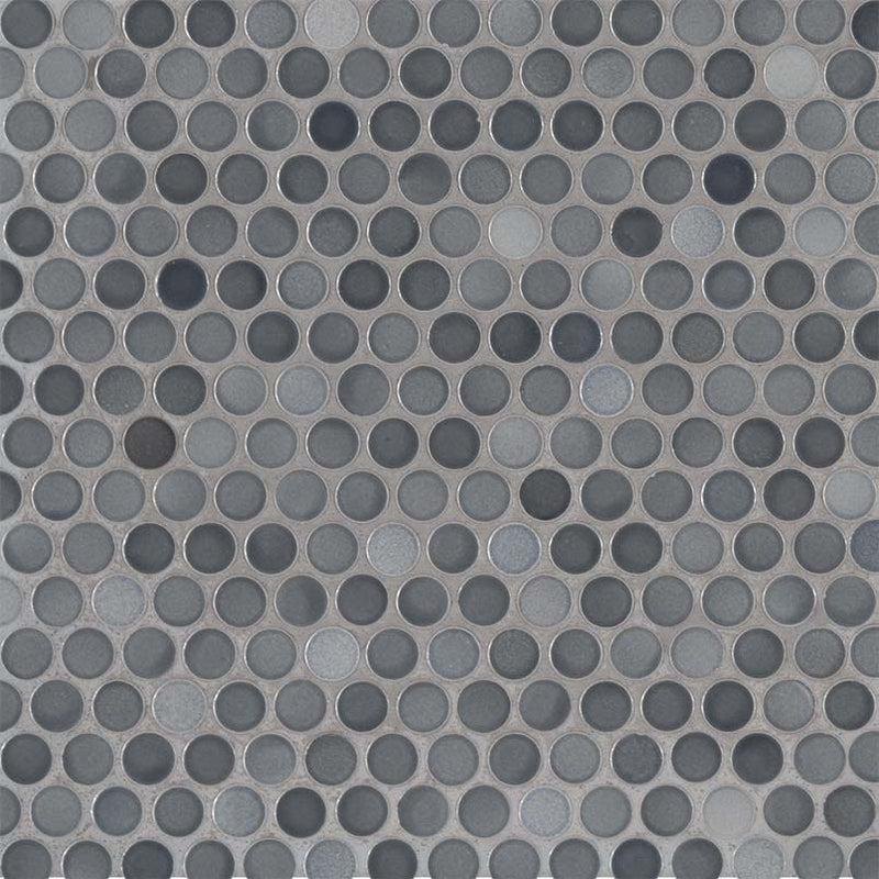 MSI Grigio Glossy Penny Round Mosaic Porcelain Tile