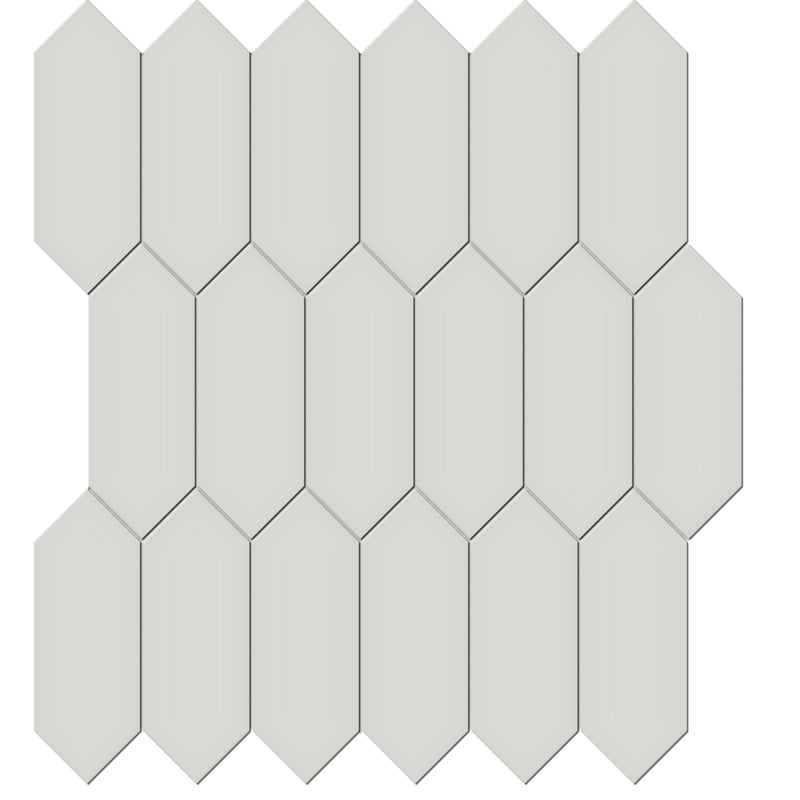 Tile Collection Soho 2x5 Picket Mosaic Tile Halo Grey Glossy