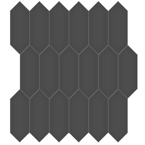 Tile Collection Soho 2x5 Picket Mosaic Tile Retro Black
