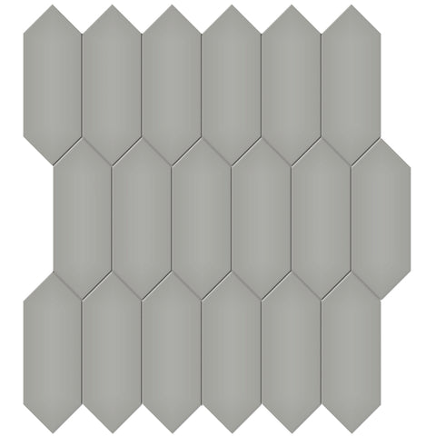 Tile Collection Soho 2x5 Picket Mosaic Tile Cement Chic Glossy
