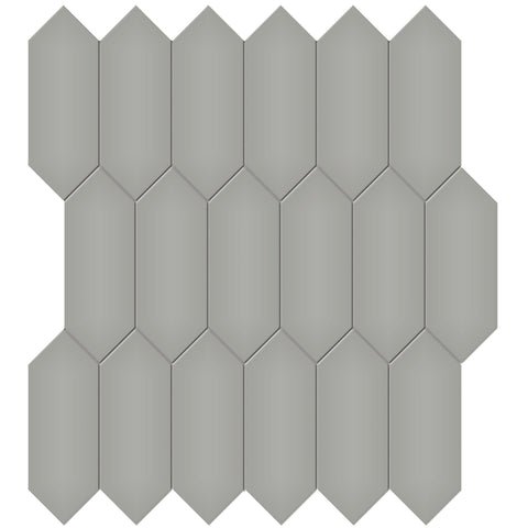 Tile Collection Soho 2x5 Picket Mosaic Tile Cement Chic Glossy