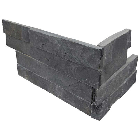MSI Ledgestone Veneer - Premium Black Stacked Stone Corner - Split Face Swatch