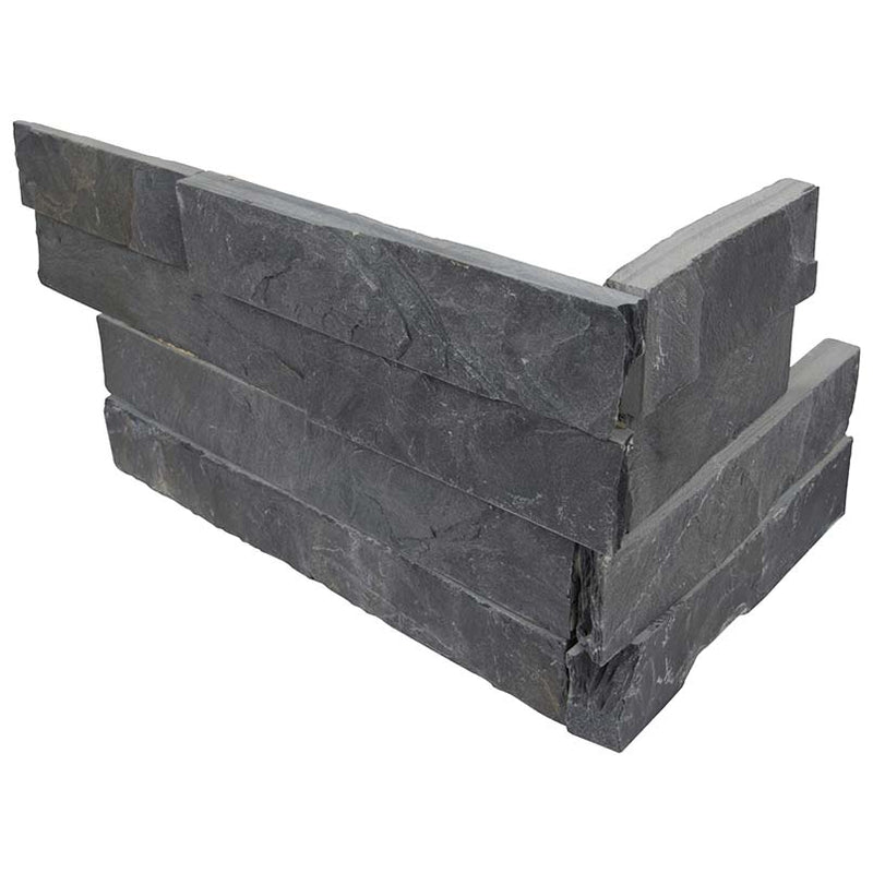 MSI Ledgestone Veneer - Premium Black Stacked Stone Corner - Split Face