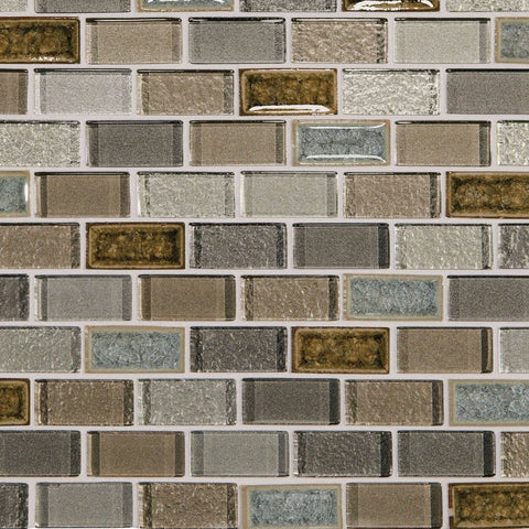 Daltile Crystal Shores Sapphire Lagoon CS95 Brick Joint Mosaic 2"x1" Swatch