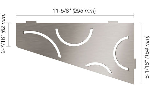 SHELF QUADRILAT CORNER CURVE BRUSH STN STEEL