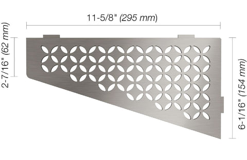 SHELF QUADRILAT CORNER FLORAL BRUSH STN STEEL