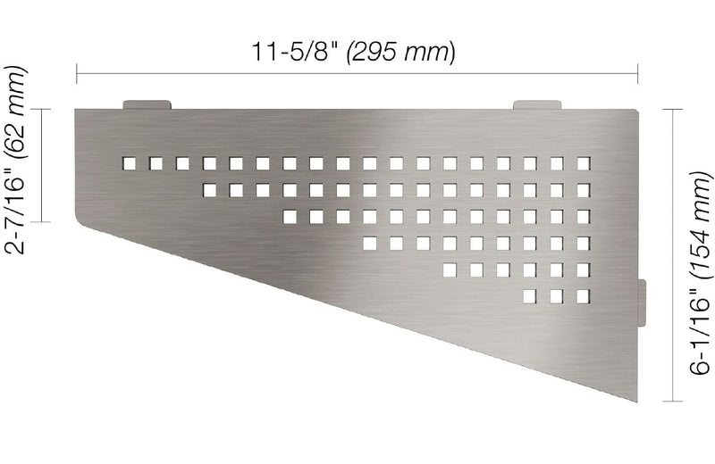 SHELF QUADRILAT CORNER SQUARE BRUSH STN STEEL
