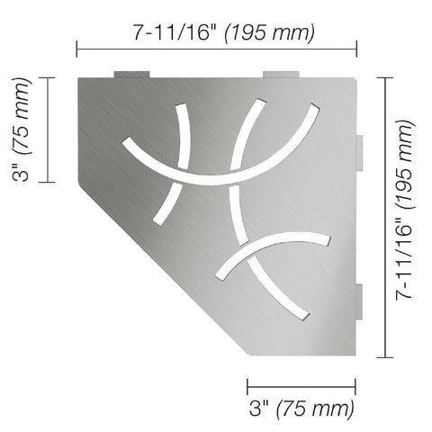 SHELF PENTAGON CORNER CURVE BRUSH STN STEEL Measurement Photo