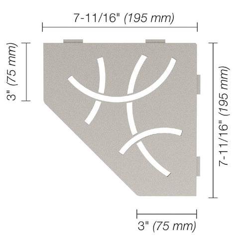 SHELF PENTAGON CORNER CURVE GREIGE Measurement Photo