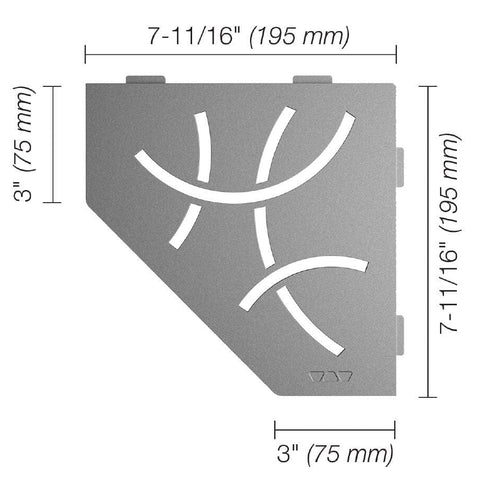 SHELF PENTAGONAL CORNER CURVE PEWTER Measurement Photo