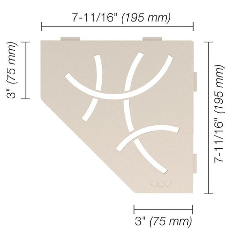 SHELF PENTAGONAL CORNER CURVE IVORY Measurement Photo