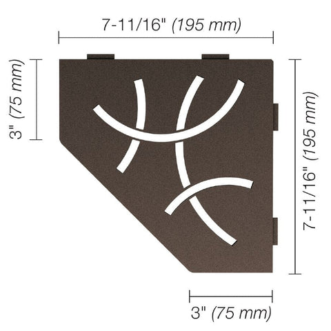 SHELF PENTAGON CORNER CURVE BRONZE Diagram