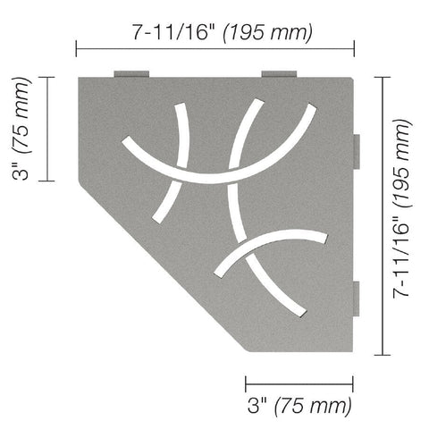 SHELF PENTAGON CORNER CURVE STONE GREY Measurement Photo