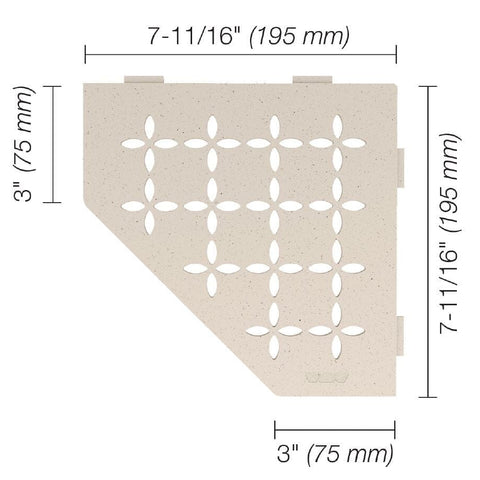 SHELF PENTAGONAL CORNER FLORAL IVORY Measurement Photo