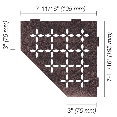 SHELF PENTAGON CORNER FLORAL BRONZE Measurement Photo