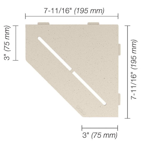 SHELF PENTAGONAL CORNER PURE IVORY Measurement Photo