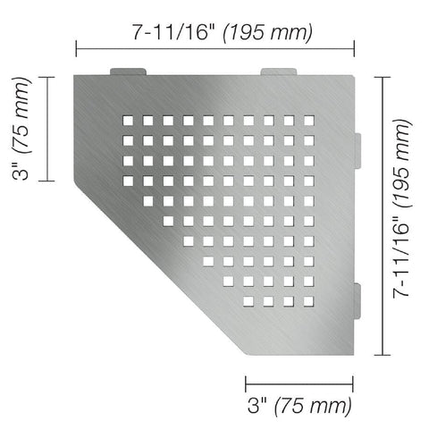 SHELF PENTAGON CORNER SQUARE BRUSH STN STEEL Measurement Photo