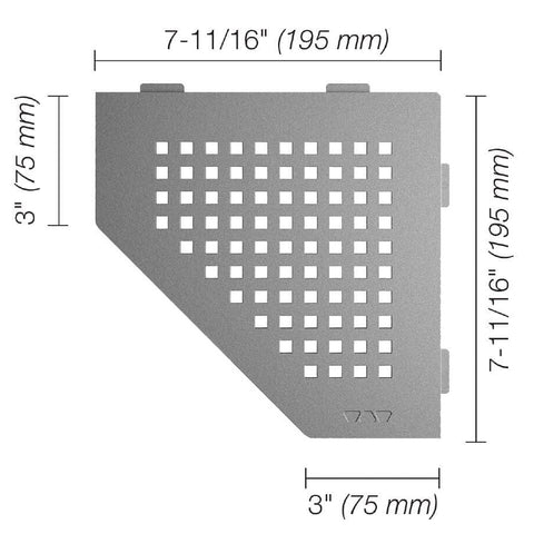 SHELF PENTAGONAL CORNER SQUARE PEWTER Measurement Photo