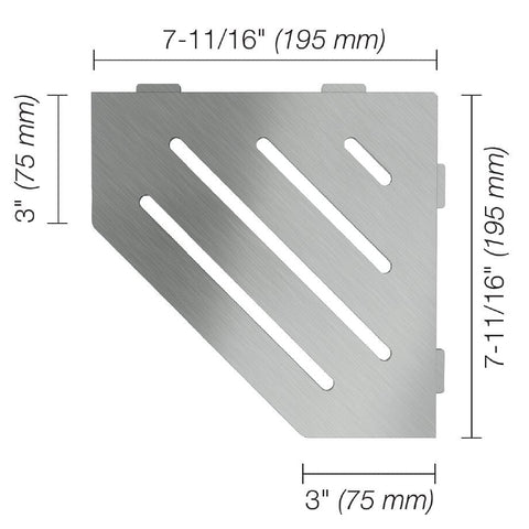 SHELF PENTAGON CORNER WAVE BRUSH STN STEEL Measurement Photo