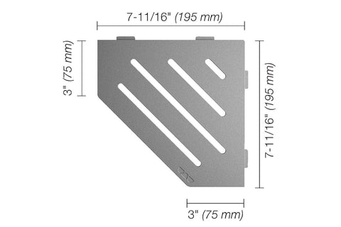 SHELF PENTAGONAL CORNER WAVE PEWTER Measurements Photo