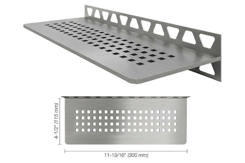 SHELF RECTANGULAR WALL SQUARE BRUSH STN STEEL