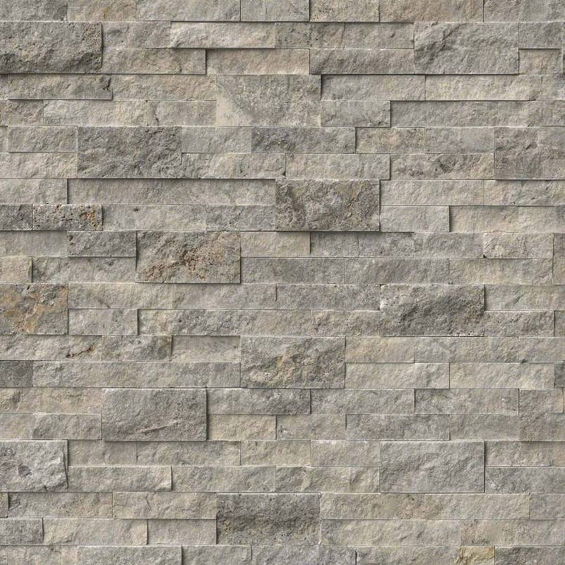 MSI Ledgestone Veneer - Silver Travertine Panel - Split Face