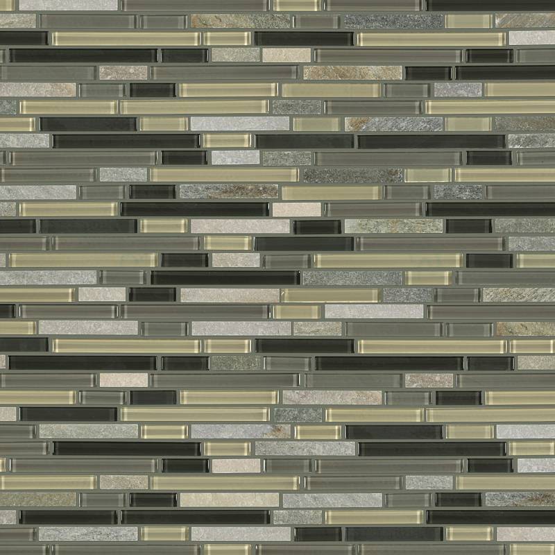 Shaw Tile Awesome Mix Silver Aspen Random Linear Mosaic Wall