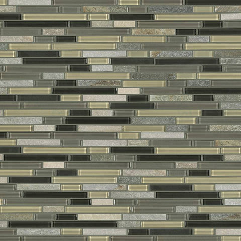 Shaw Tile Awesome Mix Silver Aspen Random Linear Mosaic Wall