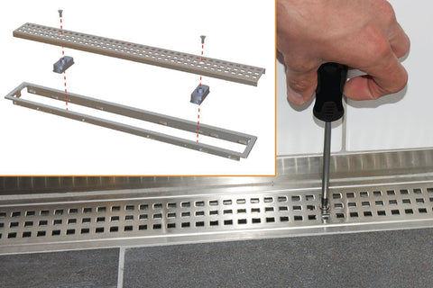 KERDI-LINE 3/4" FRAME W/LOCK 48" PERFORATED GRATE
