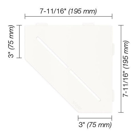 SHELF PENTAGON CORNER PURE MATTE WHITE Measurement Photo