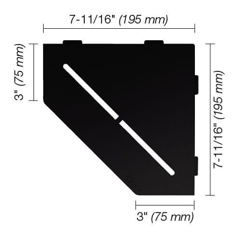 SHELF PENTAGON CORNER PURE MATTE BLACK Measurement Photo