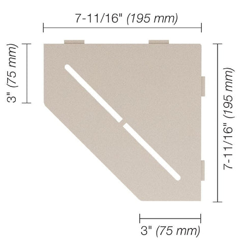 SHELF PENTAGON CORNER PURE CREAM Measurement Photo