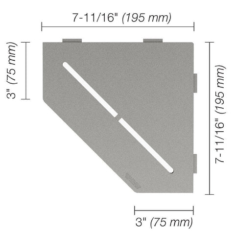 SHELF PENTAGON CORNER PURE STONE GREY Measurement Photo