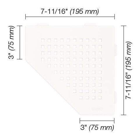 SHELF PENTAGON CORNER SQUARE MATTE WHITE Measurement Photo