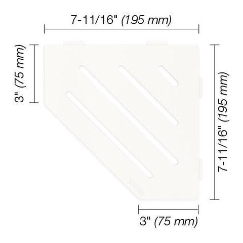 SHELF PENTAGON CORNER WAVE MATTE WHITE Measurement Photo