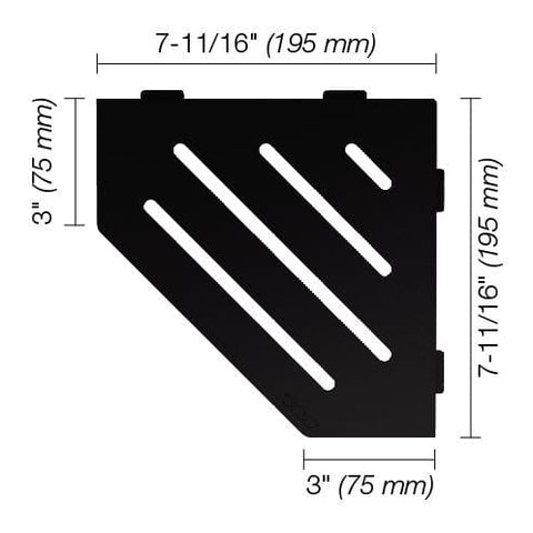 SHELF PENTAGON CORNER WAVE MATTE BLACK Measurement Photo