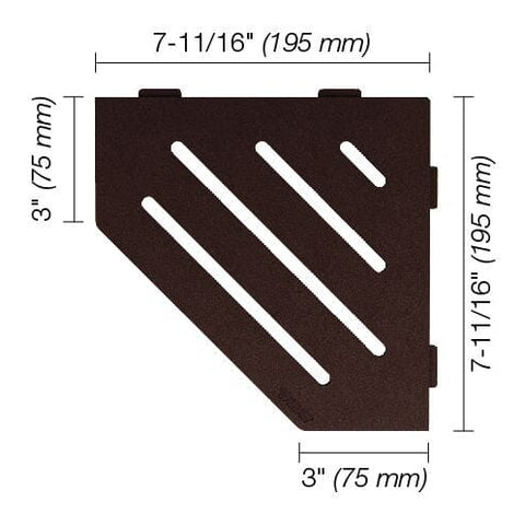 SHELF PENTAGON CORNER WAVE BRONZE Measurement Photo