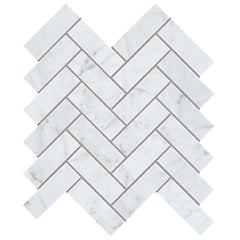 Tile Collection Eon Carrara 1x4 Herringbone Mosaic Mood Swatch