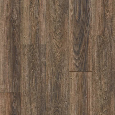 Mannington Luxury Vinyl Adura Pro Loose Lay Heritage Walnut Acorn Close-up of wooden flooring with a brown and beige color scheme swatch