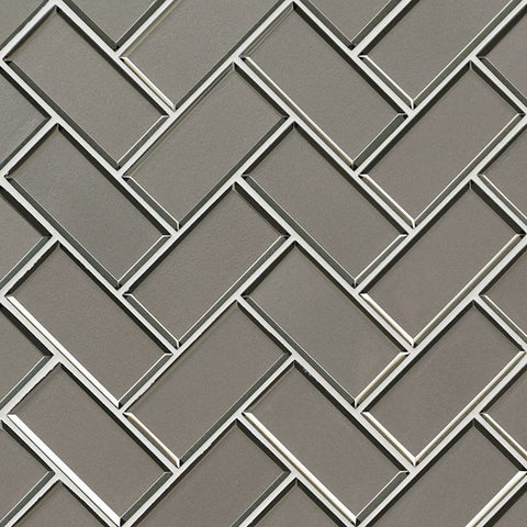 MSI Bevello Glass Tile Champagne Herringbone Swatch
